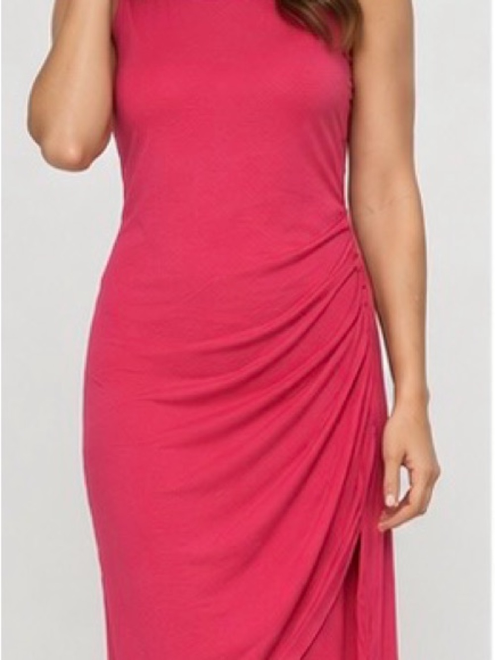 AVLN Studio Lane Ruched Knit Dress Magenta Pink S